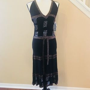 Boutique NWT Black sequin Holiday halter dress 